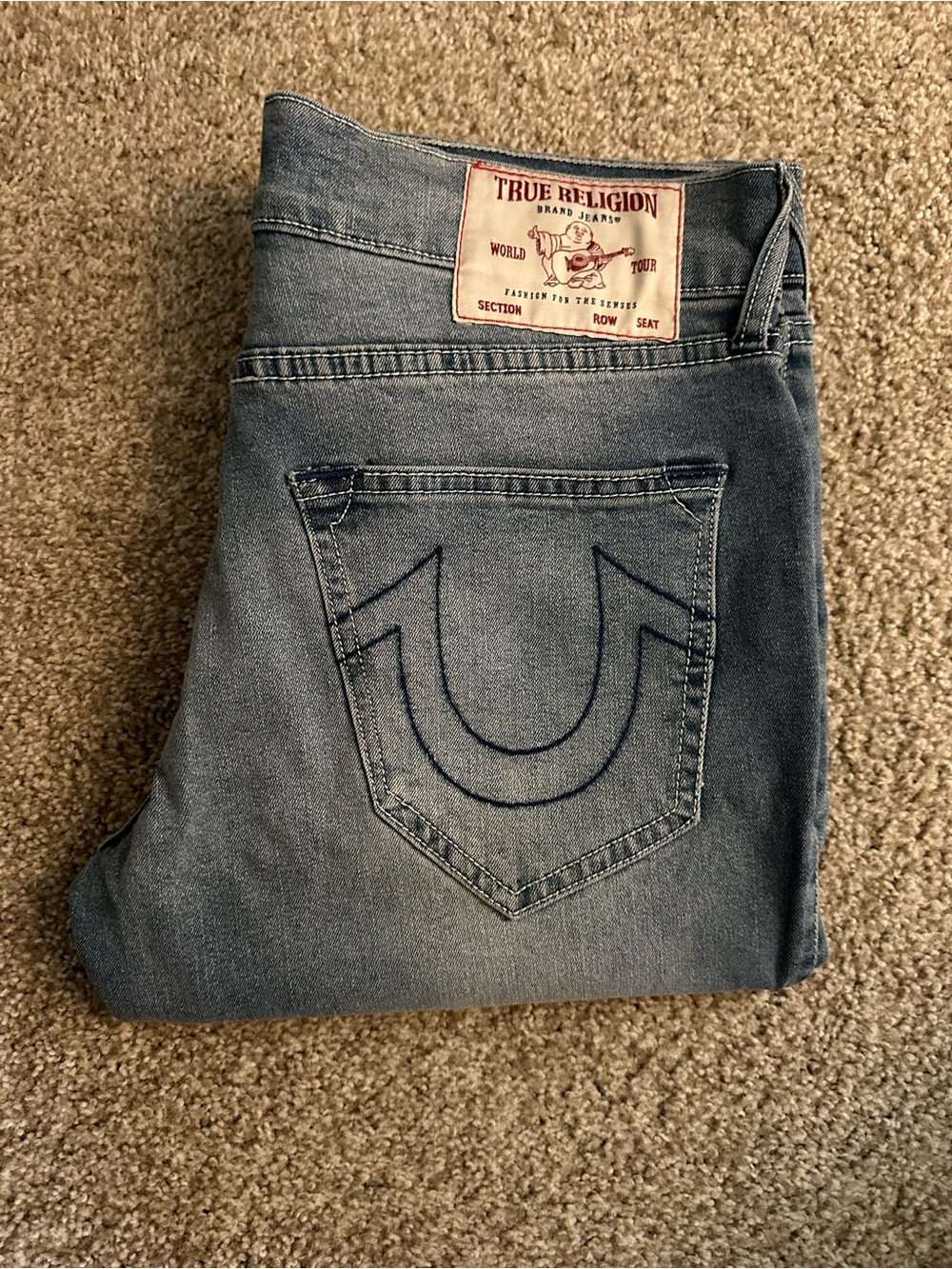 True Religion Slim Straight Jeans in Light Blue Wash
